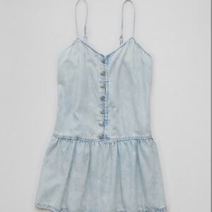 American Eagle Outfitters Light Blue Denim-Effect Button Front Camisole